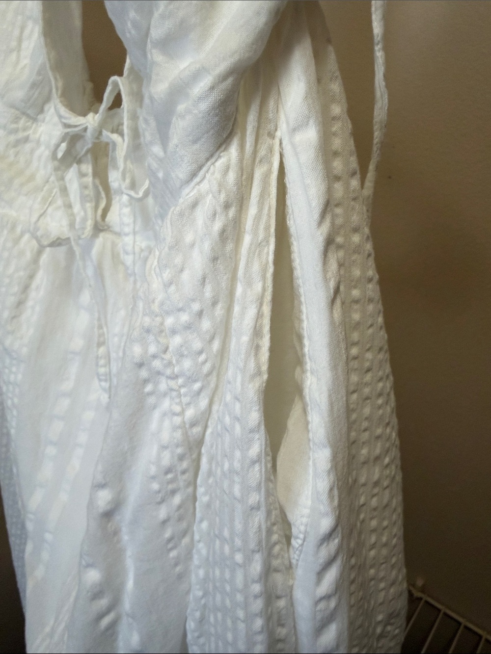 aerie White Maxi Dress with Textured Dot Detail - Picture 3 of 4